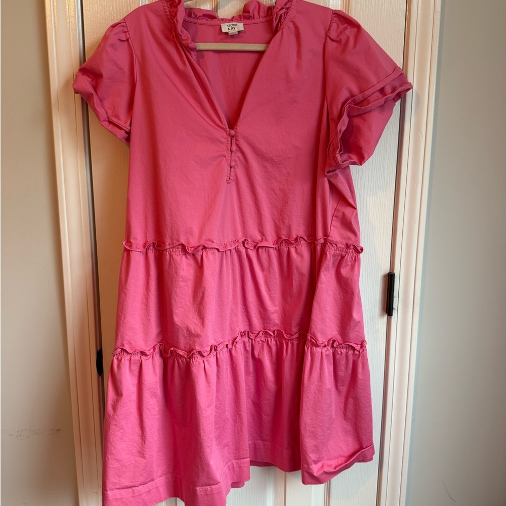 Crown & Ivy Vibrant Pink Tiered Dress